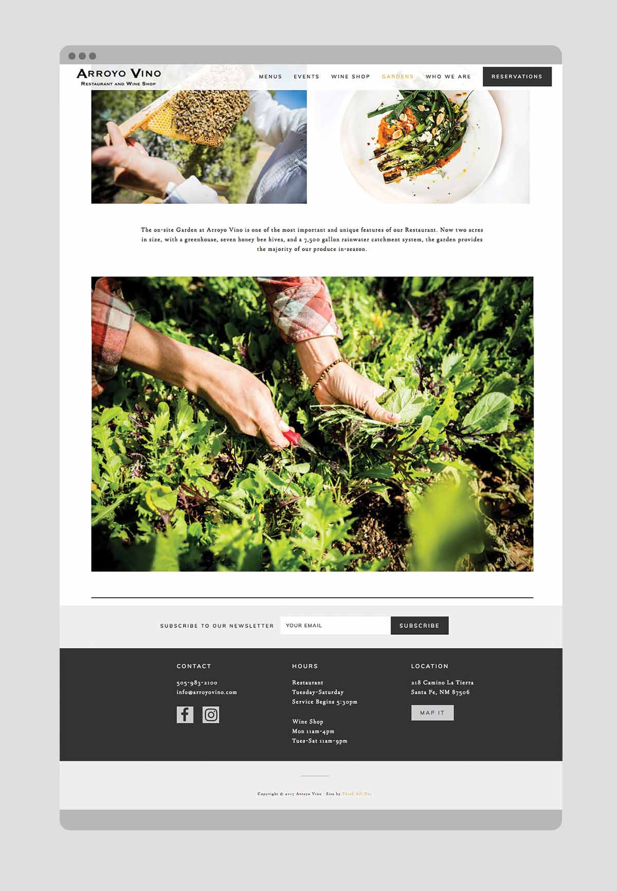 Arroyo Vino Santa Fe Website Design
